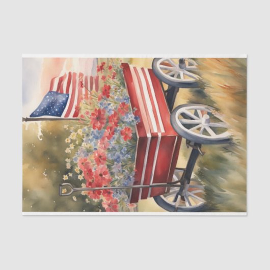 Papier Mousseline Wagon patriotique avec Fleurs et Drapeau Découpage (Recto)