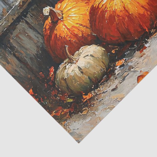 Papier Mousseline Wagon rustique avec Citrouilles et tournesols (Détail)