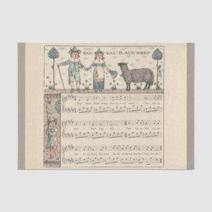 Papier Mousseline Walter Crane Baa Baa Mouton Noir Comptine