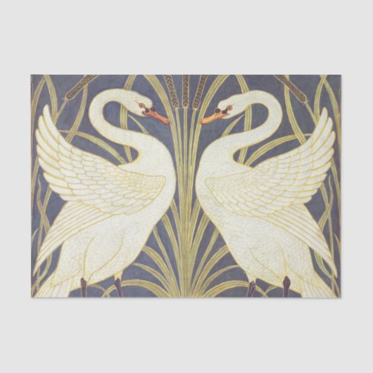 Papier Mousseline Walter Crane Swan, Rush Et Iris Art Nouveau (Recto)