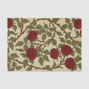Papier Mousseline Walter Crane Vintage Rosamund Rouge Rose Florale A