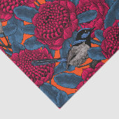 Papier Mousseline Waratah rouge et brunes (Détail)