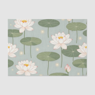 Papier Mousseline Water Lily Lotus Pond Pattern