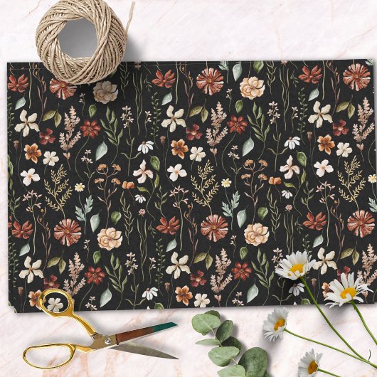 Papier Mousseline Watercolor Autumn Wildflower Garden Floral Pattern