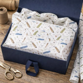 Papier Mousseline Watercolor Blue Green Golf Pattern Tissue Paper