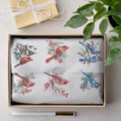 Papier Mousseline Watercolor Cardinals Blue Birds Elements Decoupage (Cadeau)