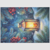 Papier Mousseline Watercolor Christmas tissue paper rustic red green (Recto)