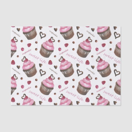 Papier Mousseline Watercolor cupcakes (Recto)