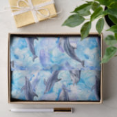 Papier Mousseline watercolor dolphin fish seamlestern (Cadeau)