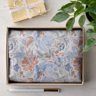 Papier Mousseline Watercolor Floral Dusty Blue Floral Garden