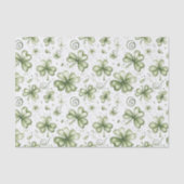 Papier Mousseline Watercolor Green Shamrocks Three Leaf Clovers (Recto)