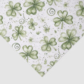 Papier Mousseline Watercolor Green Shamrocks Three Leaf Clovers (Détail)