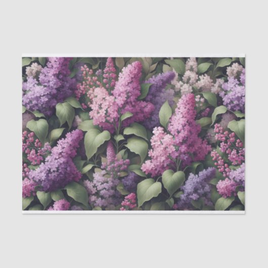 Papier Mousseline Watercolor Lilac Flowers Pattern Decoupage (Recto)