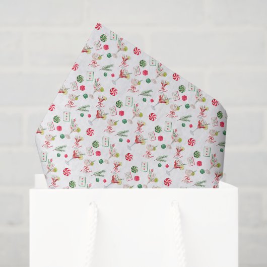 Papier Mousseline Watercolor Merry Mahjong Christmas Cocktail Party (Sac cadeau)