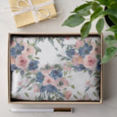 Papier Mousseline Watercolor Navy et Blush Floral (Cadeau)