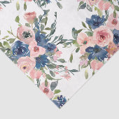 Papier Mousseline Watercolor Navy et Blush Floral (Détail)