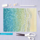 Papier Mousseline Watercolor Ocean Beach (Artisanat)