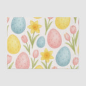 Papier Mousseline Watercolor Pastel Easter Eggs Tulip Pattern  (Recto)