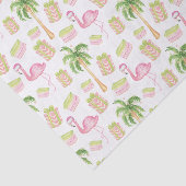 Papier Mousseline Watercolor Pink Flamingo Beach Christmas (Détail)