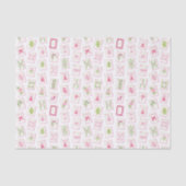 Papier Mousseline Watercolor Pink & Green Bow Mahjong (Recto)