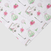 Papier Mousseline Watercolor Pink & Green Golf Cart (Détail)