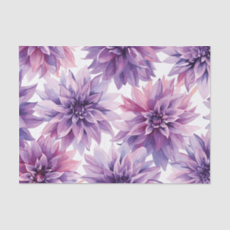 Papier Mousseline Watercolor Purple Dahlia Flowers 