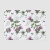 Papier Mousseline Watercolor Purple Thistle Botanical Pattern (Recto)