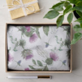 Papier Mousseline Watercolor Purple Thistle Botanical Pattern (Cadeau)