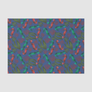 Papier Mousseline Watercolor Seahorse Indigo Motif nautique