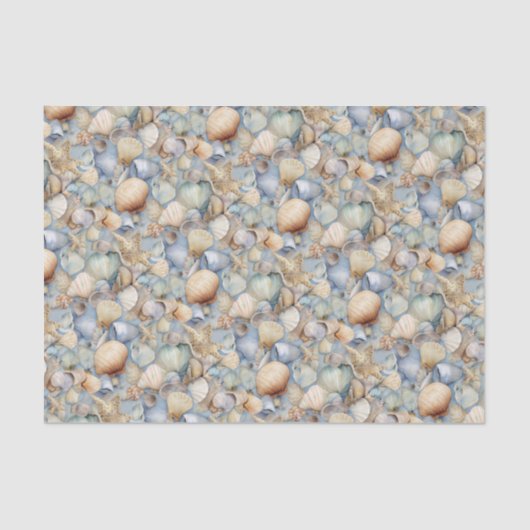 Papier Mousseline Watercolor Seashells (Recto)