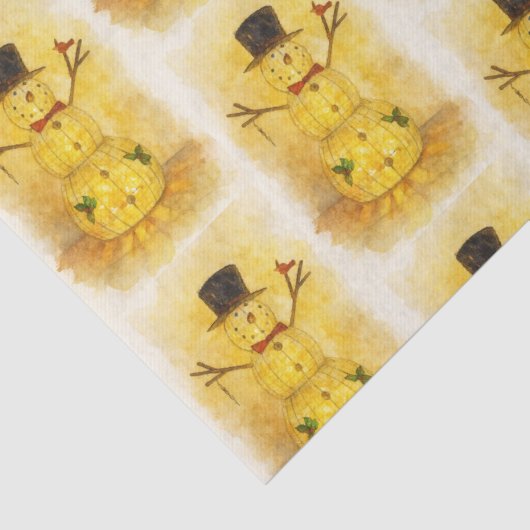 Papier Mousseline Watercolor snow man (Détail)