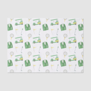 Papier Mousseline Watercolor Tournoi de golf vert et jaune