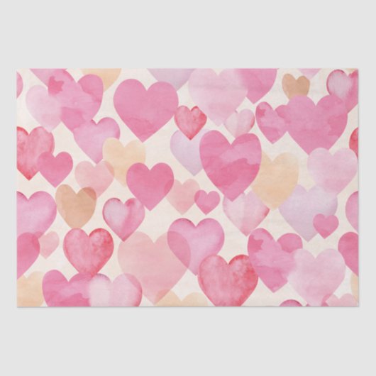 Papier Mousseline Watercolor Valentine Hearts (Recto)