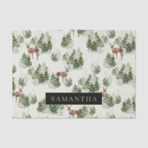 Papier Mousseline Watercolor Winter Forest Motif sans joint