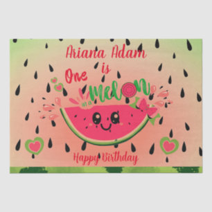 Papier Mousseline Watermelon One in a Melon Girl's First Birthday