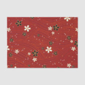 Papier Mousseline Wavy lines, adorned with black & white flowers (Recto)