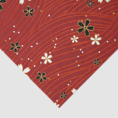 Papier Mousseline Wavy lines, adorned with black & white flowers (Détail)