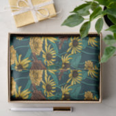 Papier Mousseline Wens et fleurs sur bleu foncé (Cadeau)