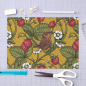 Papier Mousseline Wens et fraises sur mustrard (Artisanat)