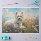 Papier Mousseline West Highland White Terrier Wildflowers Decoupage (Artisanat)