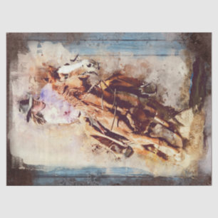 Papier Mousseline Western Barrel Racing Cowgirl Decoupage