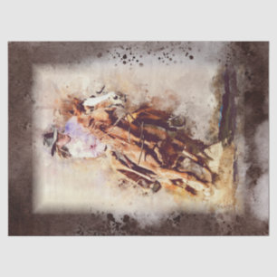 Papier Mousseline Western Barrel Racing Cowgirl Decoupage