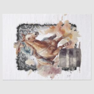 Papier Mousseline Western Barrel Racing Cowgirl Decoupage
