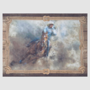 Papier Mousseline Western Barrel Racing Cowgirl Decoupage