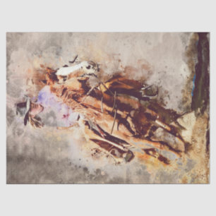 Papier Mousseline Western Barrel Racing Cowgirl Decoupage