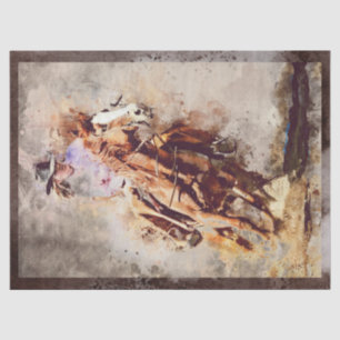 Papier Mousseline Western Barrel Racing Cowgirl Decoupage