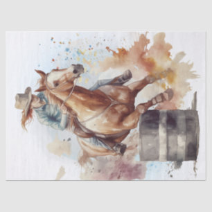 Papier Mousseline Western Barrel Racing Cowgirl Decoupage