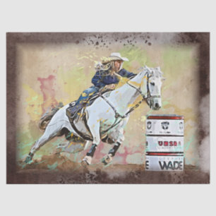 Papier Mousseline Western Barrel Racing Cowgirl Decoupage