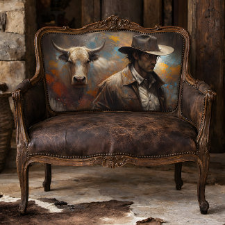 Papier Mousseline Western Cowboy and Longhorn Art Decoupage