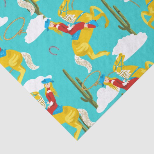 Papier Mousseline Western Cowgirl Retro Patterned (Détail)